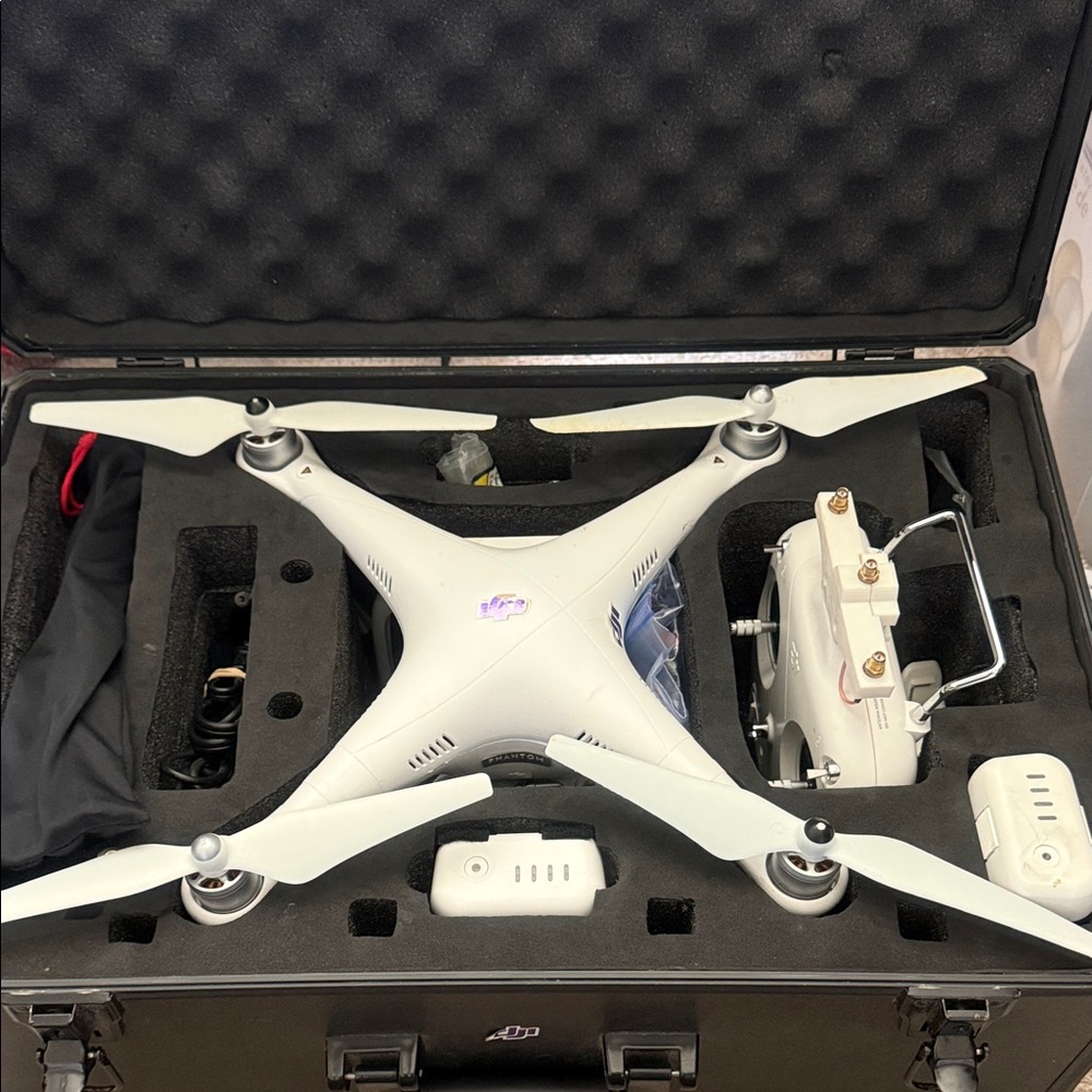 DJI White quadcopter drone with remote - white